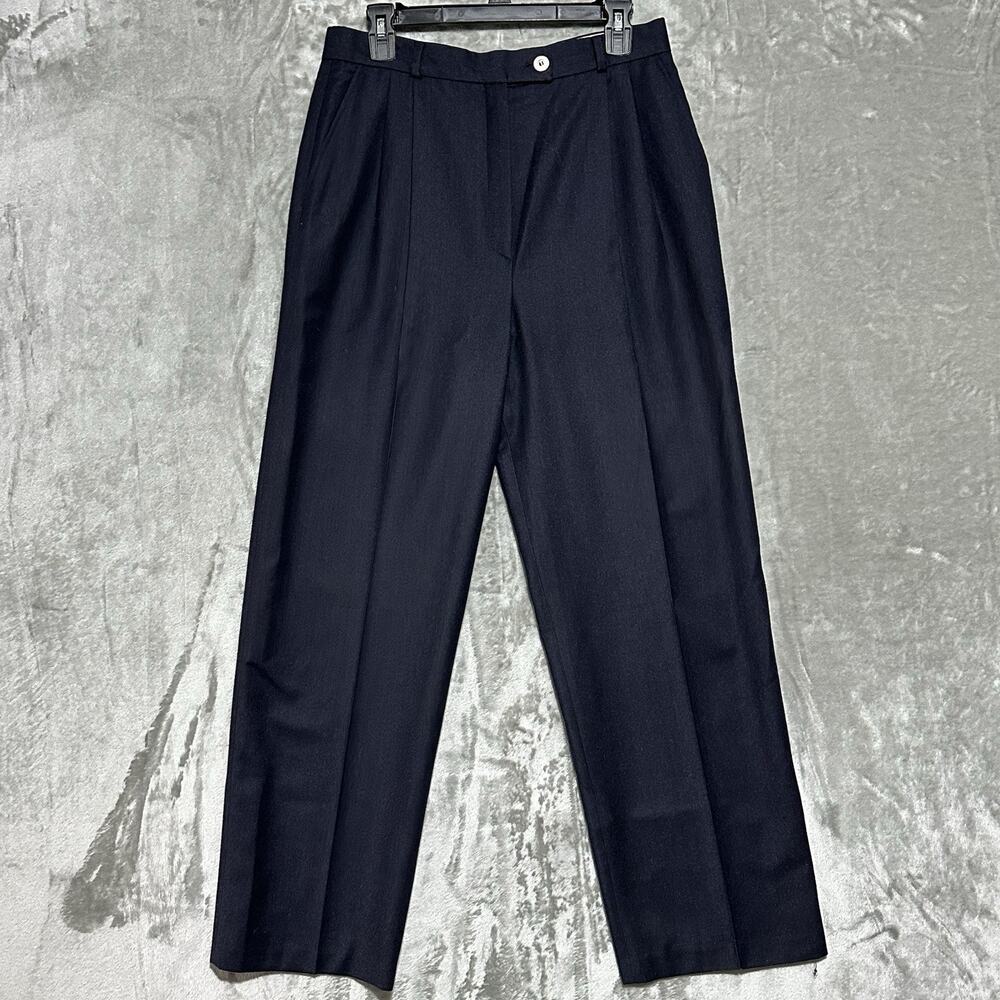 Bernard Zins Saks Womens Dress Pants Size 12 Blue Wool Cashmere France Pleated